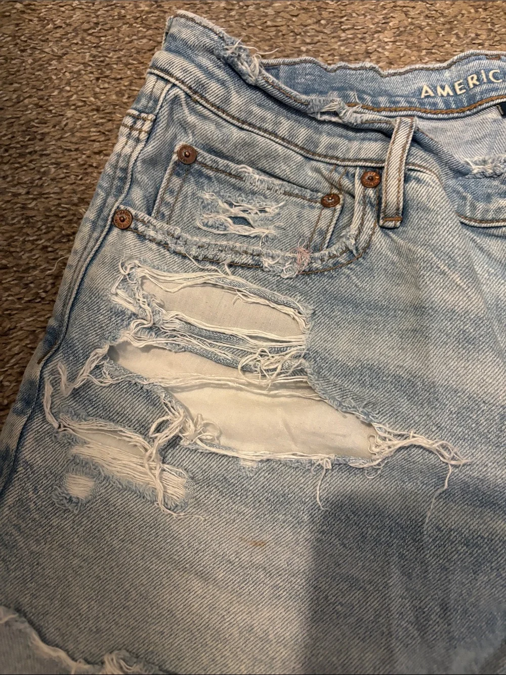 American Eagle Outfitters Light Wash Distressed Denim Shorts
